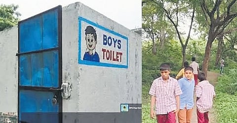 Students of ZPHS Dharur head for the woods to answer nature’s call as the toilet on the campus remains locked