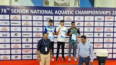 Rishabh Das (c) celebrates his win on Wednesday