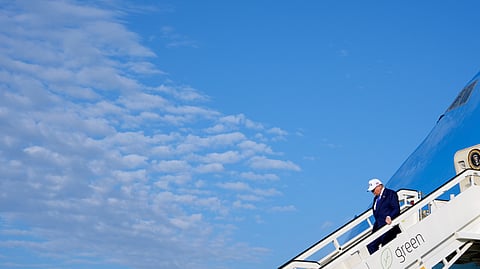President Donald Trump exiting Air Force One.
