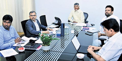 CM Chandrababu Naidu holds a review meeting on space policy at Undavalli