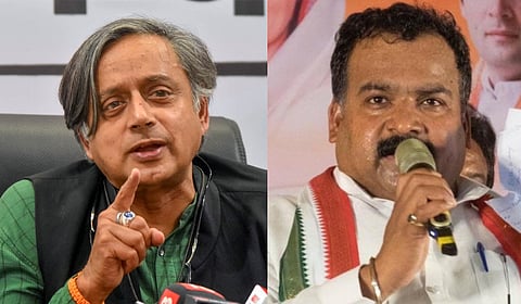 Congress Thiruvananthapuram MP Shashi Tharoor (L) and Congress MP Manickam Tagore.