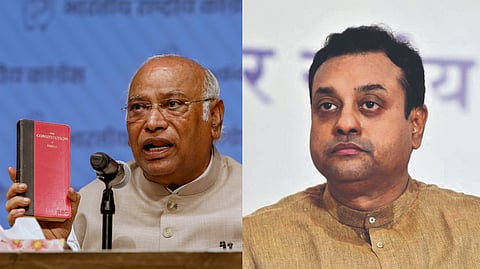 Congress president Mallikarjun Kharge, BJP spokesperson Sambit Patra