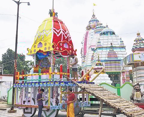 A chariot being readied at Baramuda in Bhubaneswar.