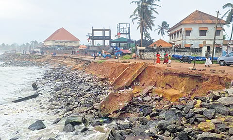 Sea erosion and violent waves continue to batter and ruin the Shankhumukham Beach in Thiruvananthapuram