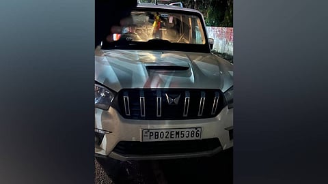 The SUV in which Jaggu's mother and close aide Karanvir Singh were travelling when the shootout took place on June 26.