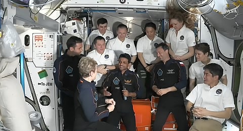 Mission Pilot Shubhanshu Shukla talks about his experience of visiting the International Space Station during the Axiom-4 welcome ceremony.