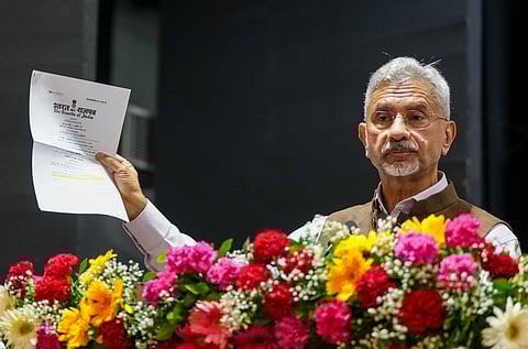 External Affairs Minister S. Jaishankar speaks during a mock Parliament session organized by the BJP as part of the 50th anniversary observance of the Emergency, in New Delhi, Friday, June 27, 2025.