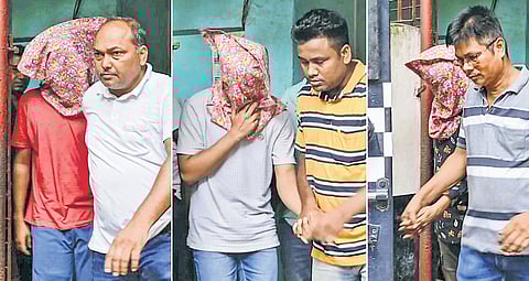The arrested accused being produced at a court in Kolkata on Friday.