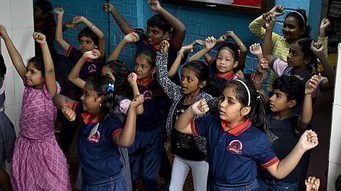 Government Girls Higher Secondary School Ernakulam Students performing Zumba display at School Premises as part of the 26th June international day against Drug Abuse.