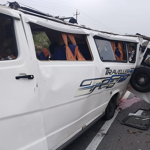 According to police, the tempo traveller was heading from Madanapalle towards Bagepalli when it was hit by the lorry.