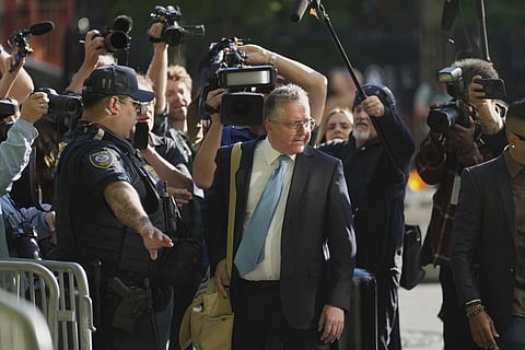 Attorney Marc Agnifilo arrives to the courthouse in New York, Monday, May 12, 2025