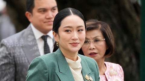 Thailand's Prime Minister Paetongtarn Shinawatra arrives at Government House for a cabinet meeting in Bangkok, Thailand, Tuesday, July 1, 2025.