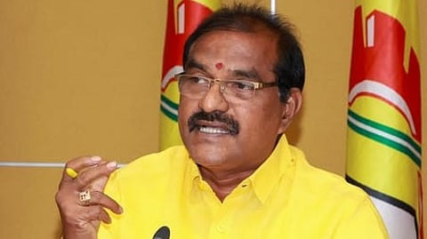 Irrigation minister Nimmala Ramanaidu addressing the media.