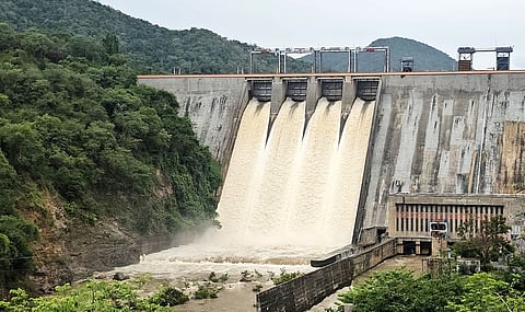 Water released from Pillur dam as the water level reached its full capacity in Coimbatore district.