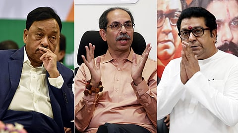 (L to R) A collage of BJP leader Narayan Rane, Shiv Sena (UBT) Chief Uddhav Thackeray and MNS chief Raj Thackeray.