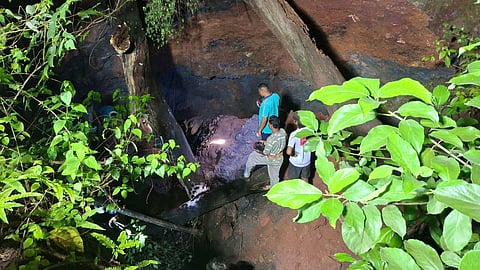 The spot where the three persons found buried.
