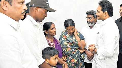 The family of Singaiah met YSRCP chief YS Jagan Mohan Reddy.