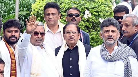 Chief Minister Siddaramaiah,DCM DK Shivakumar along with Cbinet ministers arrived at the Cabinet in Nandhi Hills on Wednesday.
