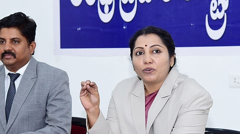 BSV Himabindu, Member Secretary addressing the media