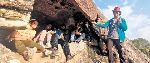 A group of techies at ‘Kondakkatty Cave’ in Vellarada