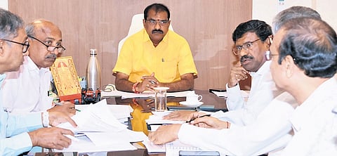 Water Resources Minister Nimmala Ramanaidu holds a review meeting