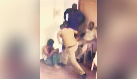 CCTV footage of Ramesh being thrashed at Devadanapatti police station