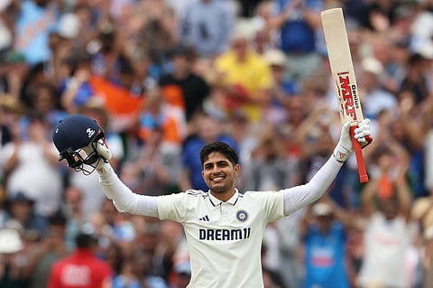 Shubman Gill celebrates his century on Day 4 of the second Test at Edgbaston on Saturday