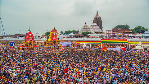 Devotees crowd on the street on the 2nd day of the grand annual Lord Jagannath Rath Yatra, in Puri, June 28, 2025.