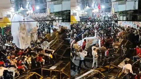 Screengrabs from the viral video show participants pushing down barricades and clashing with the police.