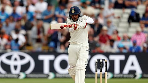 India's captain Shubman Gill plays a shot during day four of the second cricket test match between England and India at Edgbaston in Birmingham, England, Saturday, July 5, 2025.