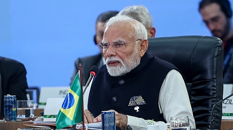 Prime Minister Narendra Modi attends a session during the 17th annual BRICS Summit in Brazil, July 7, 2025.