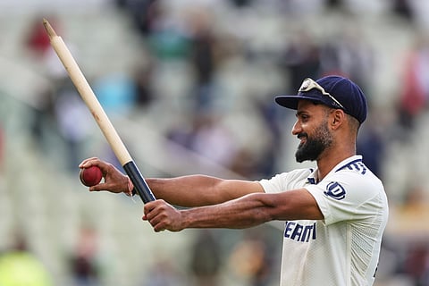 Akash Deep celebrates his ten-wicket haul in the game after their win against England on day five of the second test at Edgbaston, Birmingham on
Sunday