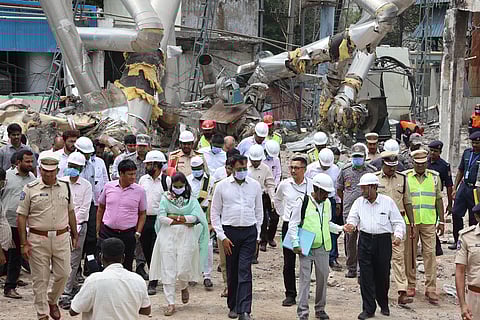 The officials of NDMA visit Sigachi Industries in Pashamylaram, where a blast occurred on June 30, in Sangareddy district