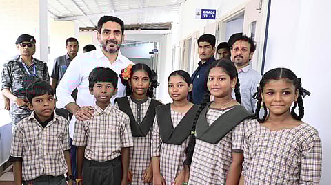 HRD Minister Nara Lokesh inaugurated VRMCH High school in Nellore on Monday.