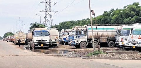 Oil tankers stranded in Paradip due to the strike on Tuesday