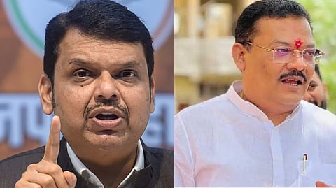 Chief Minister Devendra Fadnavis, (R), Shinde-led Shiv Sena’s minister Sanjay Shirsat
