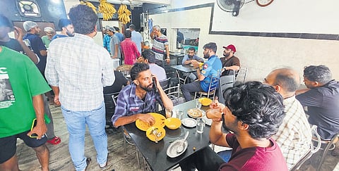 Heavy rush at a popular restaurant in Kuttichira on Wednesday, as locals flocked for breakfast despite the statewide shutdown