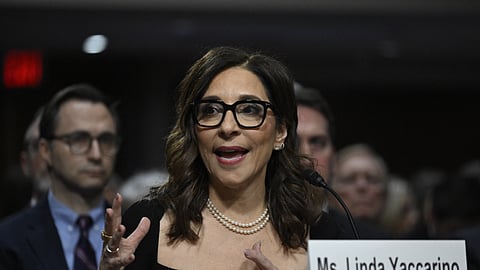 Linda Yaccarino, CEO of X, testifies during the US Senate Judiciary Committee hearing in Washington, DC, on January 31, 2024.