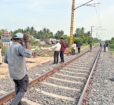 The railway officials during the inspection on Wednesday.
