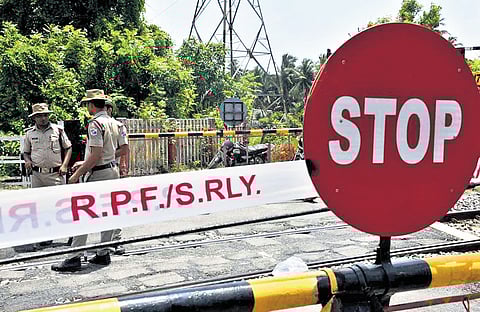 The railway gate at Semmankuppam where the accident occurred