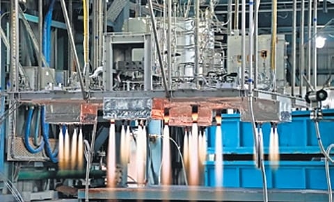 Hot test of Gaganyaan Service Module Propulsion System being conducted.