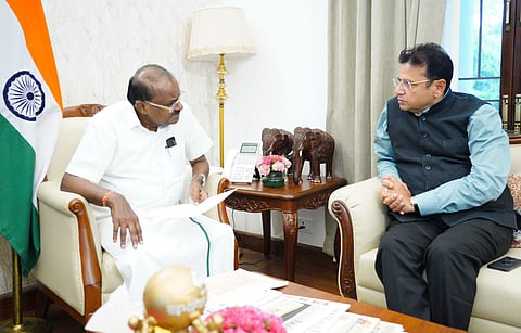 D. Sridhar Babu, Minister for IT, Industries & Commerce, Government of Telangana, called on HD Kumara Swamy, Hon'ble Union Minister for Steel and Heavy Industries at his residence in New Delhi.