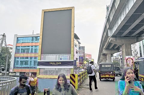 A fully digital billboard installed at the Kadavanthra Metro Station
for trial run