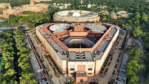 A view of the Parliament building in New Delhi.