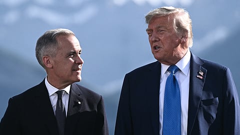 Canada Prime Minister Mark Carney (L) and US President Donald Trump