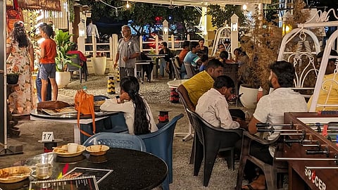 Youngsters hanging out at a restaurant in HSR Layout
