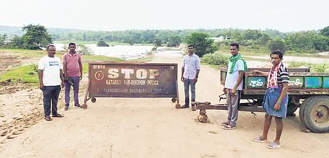 Tekulagudem Bridge on National Highway 163 connecting Telangana and Chhattisgarh states closed due to the rising flood waters of Godavari River