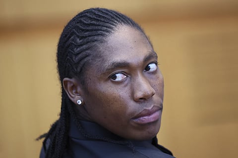 South Africa's Caster Semenya sits in the European Court of Human Rights before its decision over sex eligibility rules in sports, Thursday, July 10, 2025 in Strasbourg, eastern France.