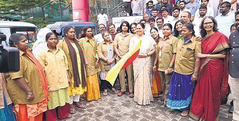 Union minister Shobha Karandlaje launches a free auto-driving training programme for women and transpeople in Bengaluru on Saturday