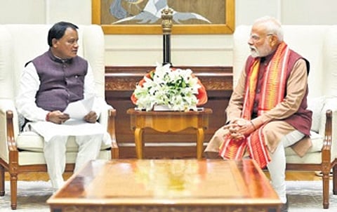 Prime Minister Narendra Modi and Odisha CM Mohan Charan Majhi.